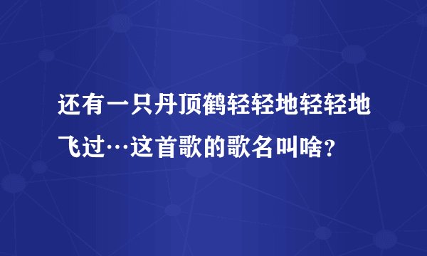 还有一只丹顶鹤轻轻地轻轻地飞过…这首歌的歌名叫啥？