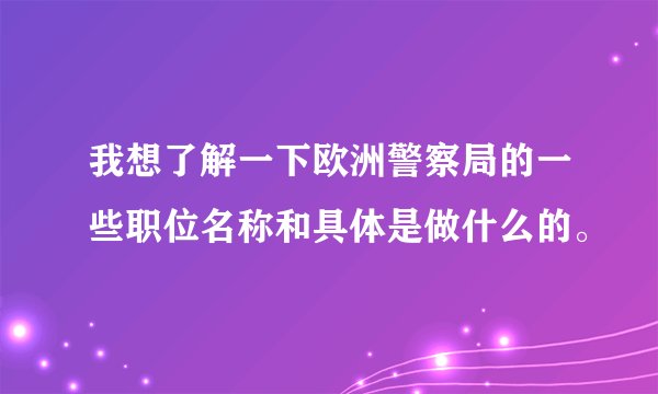 我想了解一下欧洲警察局的一些职位名称和具体是做什么的。