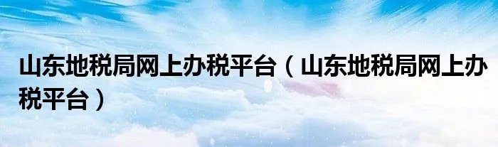 山东地税局网上办税平台（山东地税局网上办税平台）