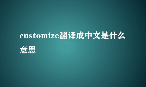 customize翻译成中文是什么意思