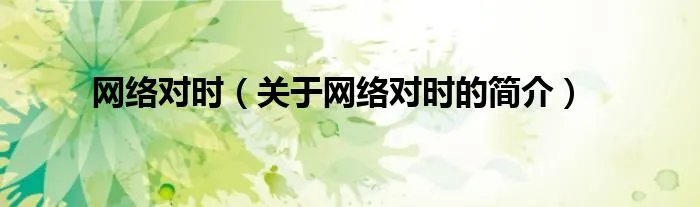 网络对时（关于网络对时的简介）