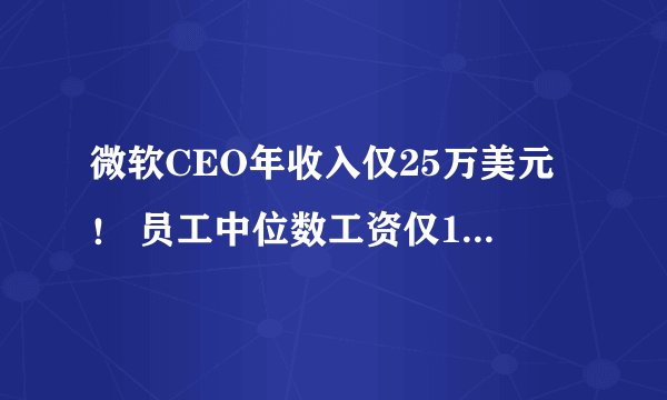 微软CEO年收入仅25万美元！ 员工中位数工资仅19万美元！相差250倍