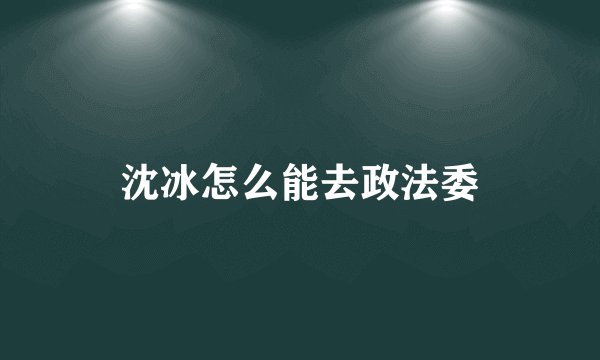 沈冰怎么能去政法委
