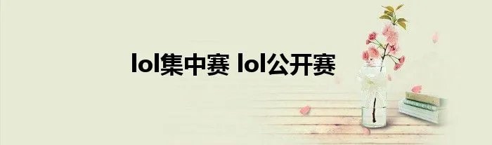 lol集中赛 lol公开赛