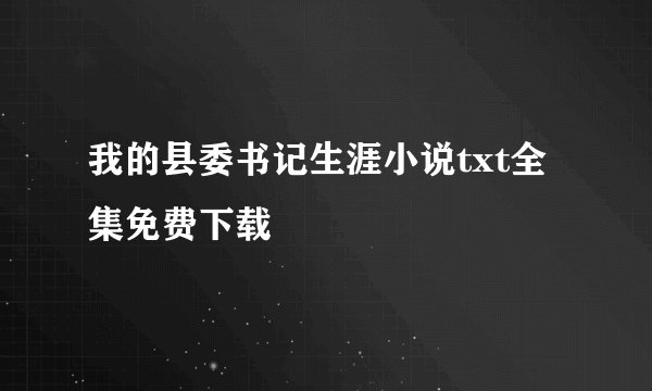 我的县委书记生涯小说txt全集免费下载