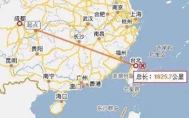 从成都直航台北的航空距离大概有多少？
