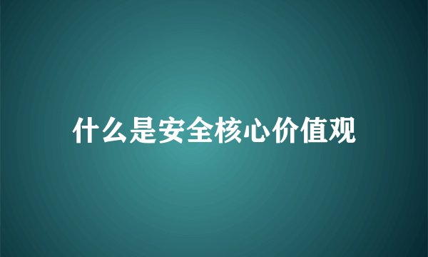 什么是安全核心价值观