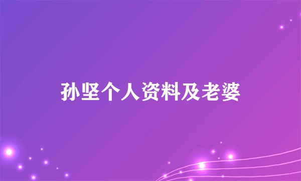 孙坚个人资料及老婆