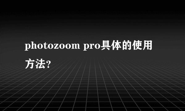 photozoom pro具体的使用方法？