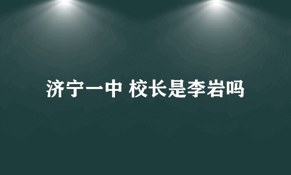 济宁一中 校长是李岩吗