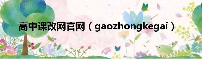 高中课改网官网(gaozhongkegai)