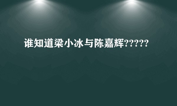 谁知道梁小冰与陈嘉辉?????