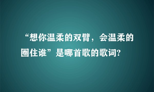 “想你温柔的双臂，会温柔的圈住谁”是哪首歌的歌词?