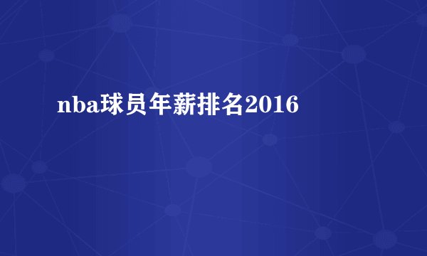 nba球员年薪排名2016