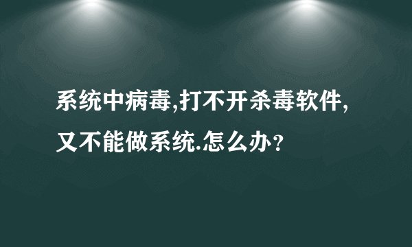 系统中病毒,打不开杀毒软件,又不能做系统.怎么办？