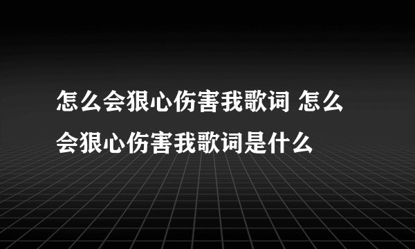 怎么会狠心伤害我歌词 怎么会狠心伤害我歌词是什么