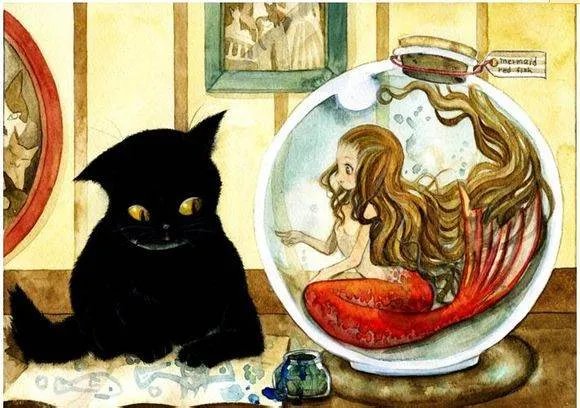 漂亮的红尾美人鱼，或者红鲤鱼图，最好是动漫图