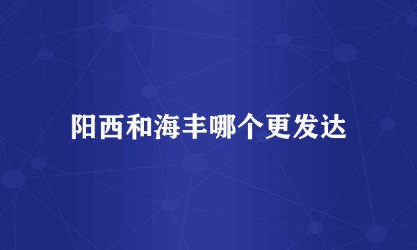 阳西和海丰哪个更发达