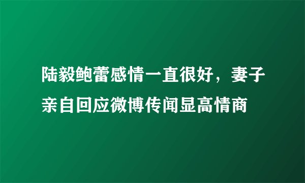 陆毅鲍蕾感情一直很好，妻子亲自回应微博传闻显高情商