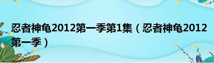 忍者神龟2012第一季第1集（忍者神龟2012第一季）