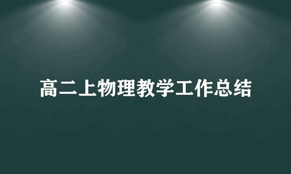 高二上物理教学工作总结