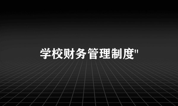学校财务管理制度
