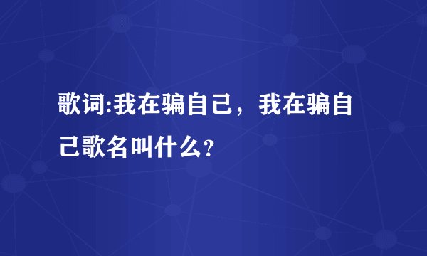 歌词:我在骗自己，我在骗自己歌名叫什么？