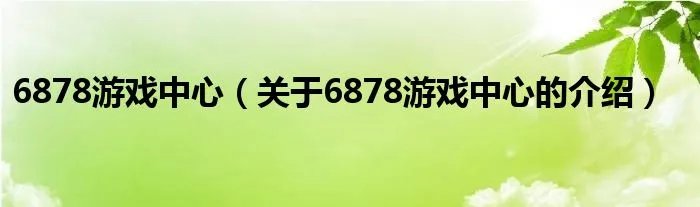 6878游戏中心（关于6878游戏中心的介绍）