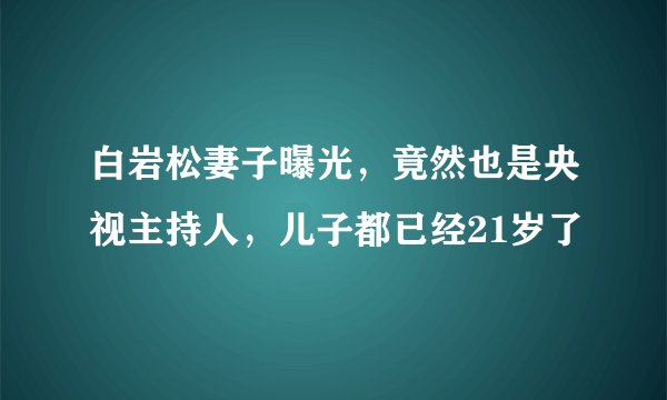 白岩松妻子曝光，竟然也是央视主持人，儿子都已经21岁了