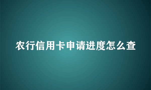 农行信用卡申请进度怎么查