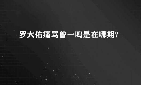 罗大佑痛骂曾一鸣是在哪期?