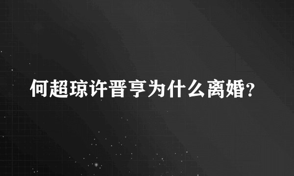 何超琼许晋亨为什么离婚?
