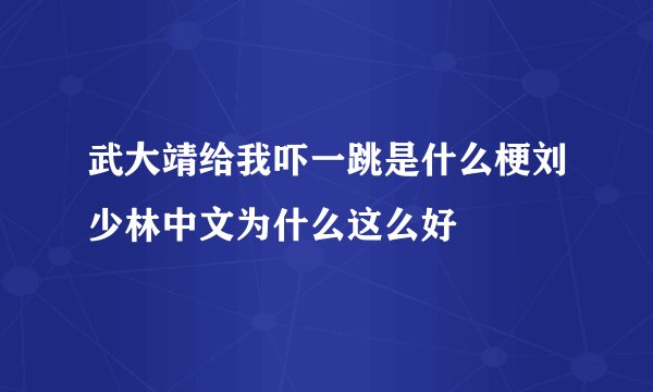 武大靖给我吓一跳是什么梗刘少林中文为什么这么好