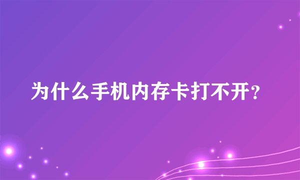 为什么手机内存卡打不开？