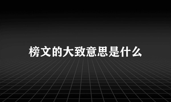 榜文的大致意思是什么