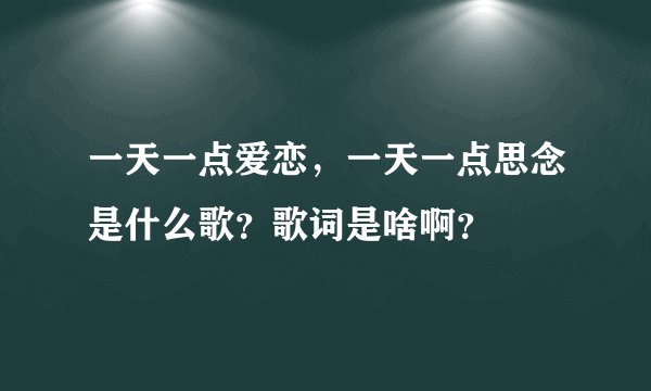 一天一点爱恋,一天一点思念是什么歌?歌词是啥啊?