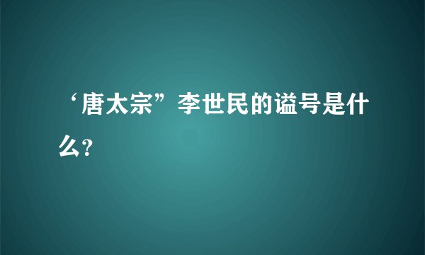 ‘唐太宗”李世民的谥号是什么？