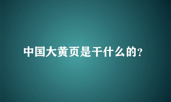 中国大黄页是干什么的？