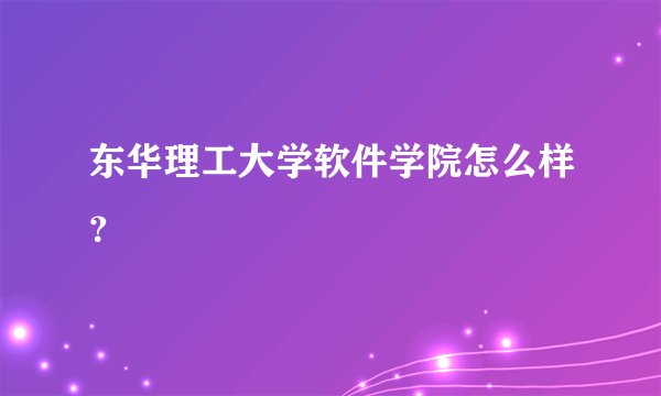 东华理工大学软件学院怎么样？