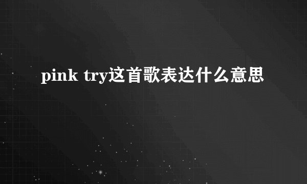 pink try这首歌表达什么意思