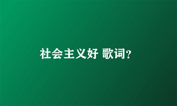 社会主义好 歌词？