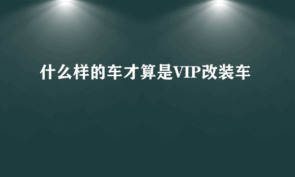 什么样的车才算是VIP改装车