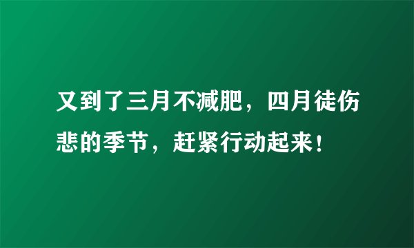 又到了三月不减肥，四月徒伤悲的季节，赶紧行动起来！