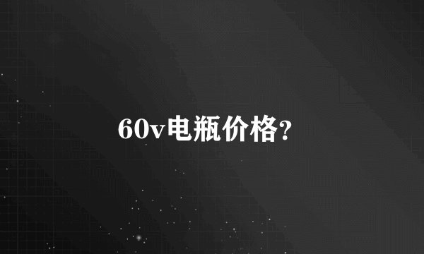60v电瓶价格？