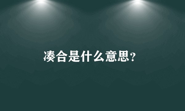凑合是什么意思?