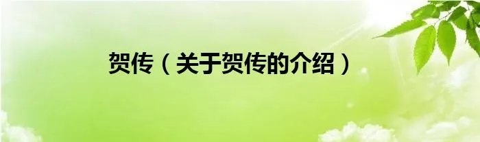 贺传（关于贺传的介绍）