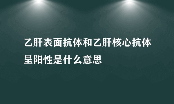 乙肝表面抗体和乙肝核心抗体呈阳性是什么意思