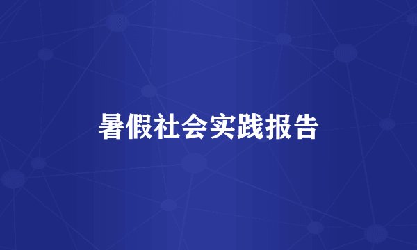 暑假社会实践报告