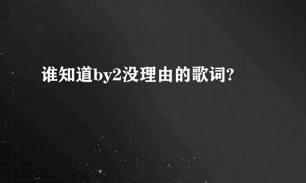 谁知道by2没理由的歌词?