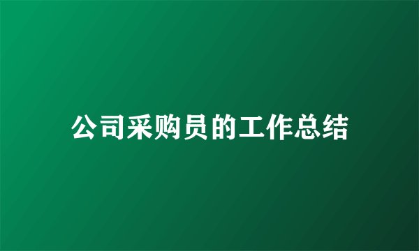 公司采购员的工作总结